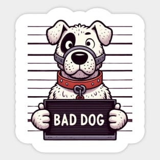 Bad Dog Muzzeled Jail Mugshot Sticker